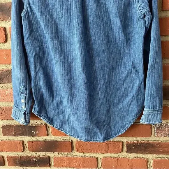 Madewell Button Down Denim Shirt Sz XS Long Sleeve Jean Shirt Western - Picture 10 of 10